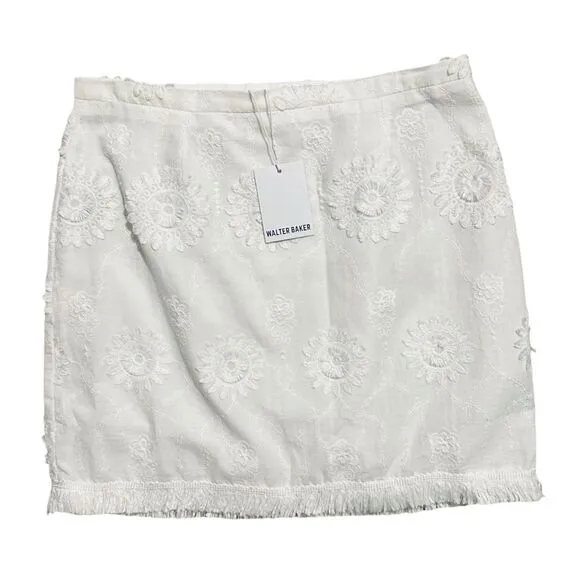 WALTER BAKER NWT ($178) Boho White Sunflower Embroidered Skirt 10
