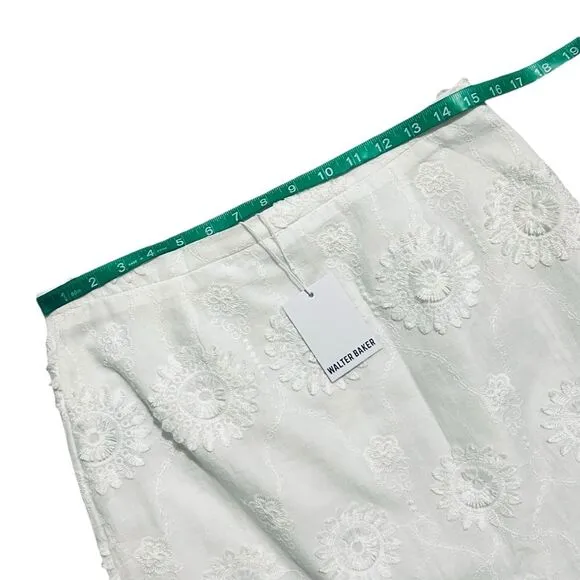 WALTER BAKER NWT ($178) Boho White Sunflower Embroidered Skirt 10