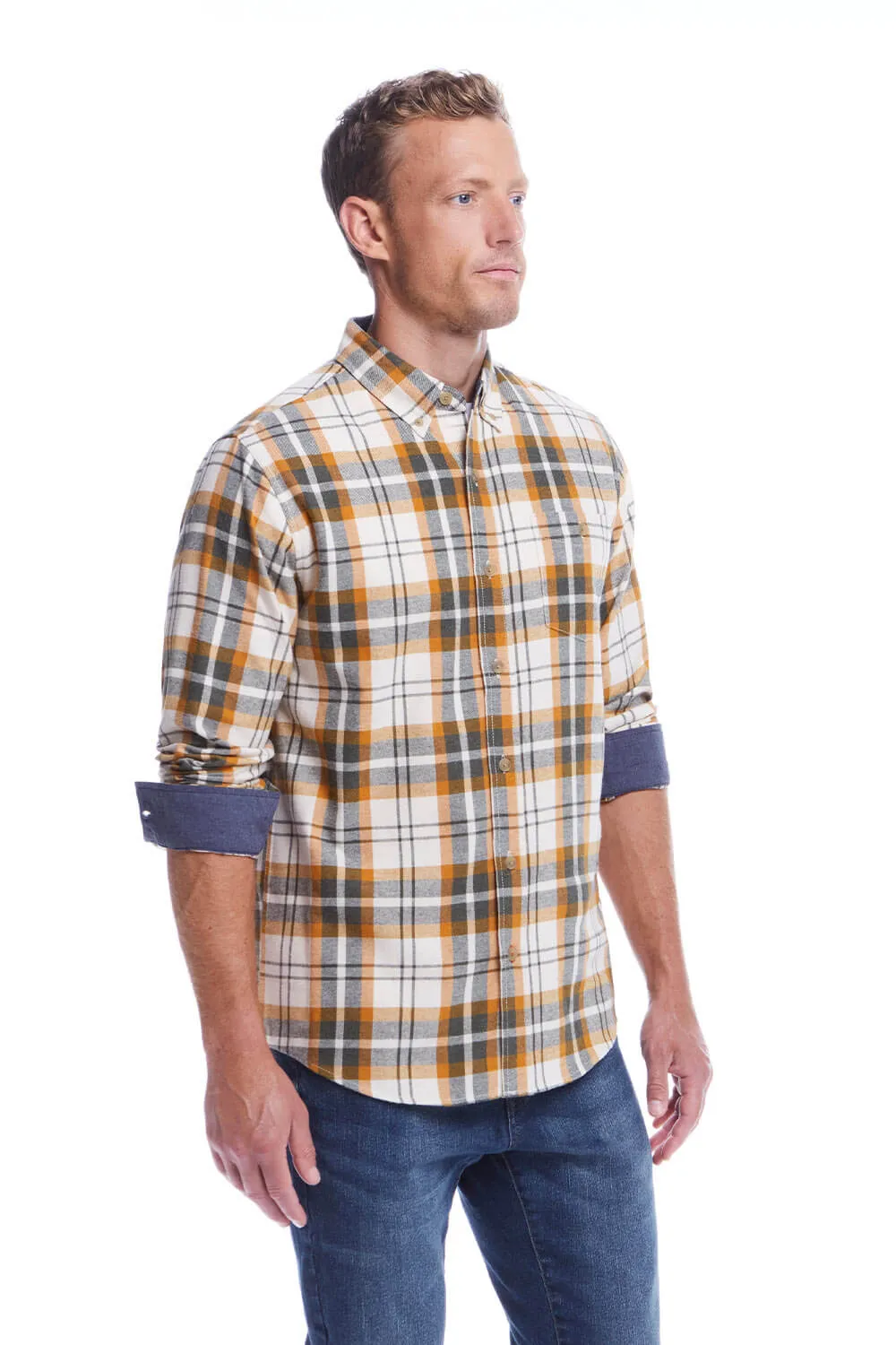 Weatherproof Vintage Brushed Flannel Shirt for Men in Lily White |  F2485572GK-LILYWHITE