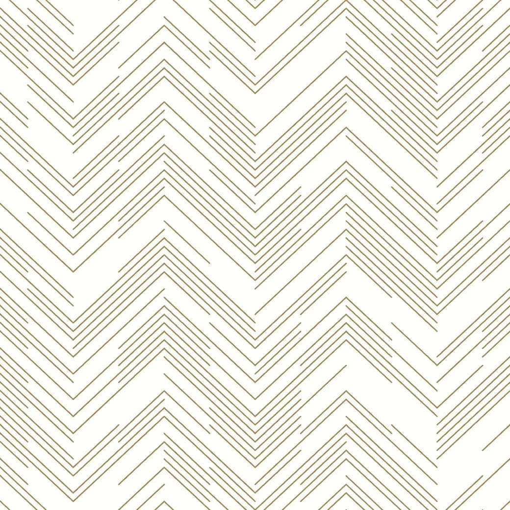 White & Gold Polished Chevron Wallpaper (60 SqFt)