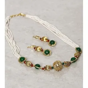 White & Stone Embellished Necklace Set