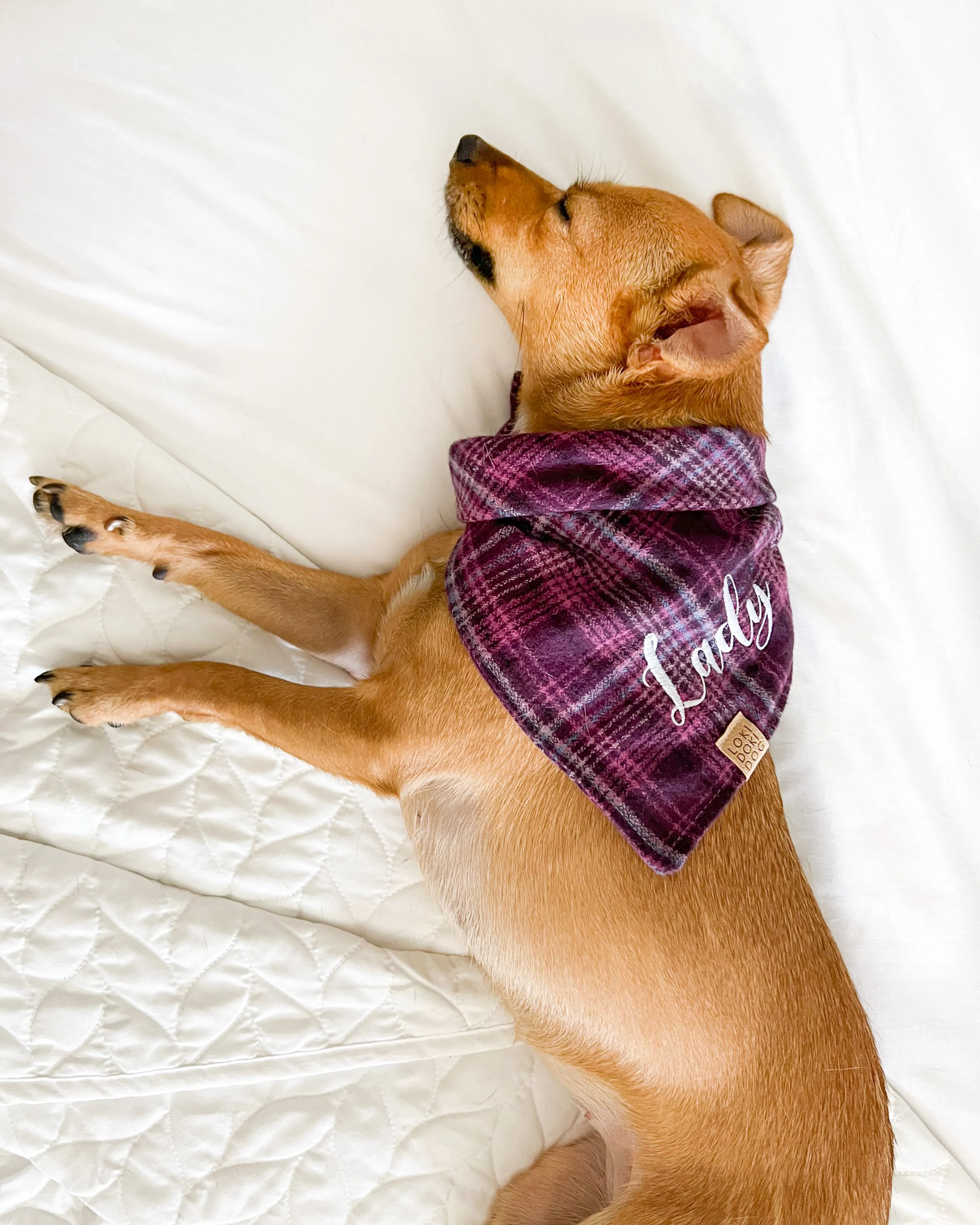 Wildberry Plaid Flannel Dog Bandana (Personalization Available)