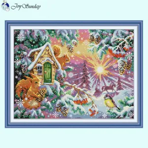 Winter Morning Cartoon - Animal Pattern Cross Stitch