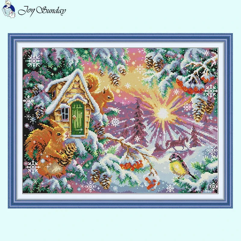 Winter Morning Cartoon - Animal Pattern Cross Stitch