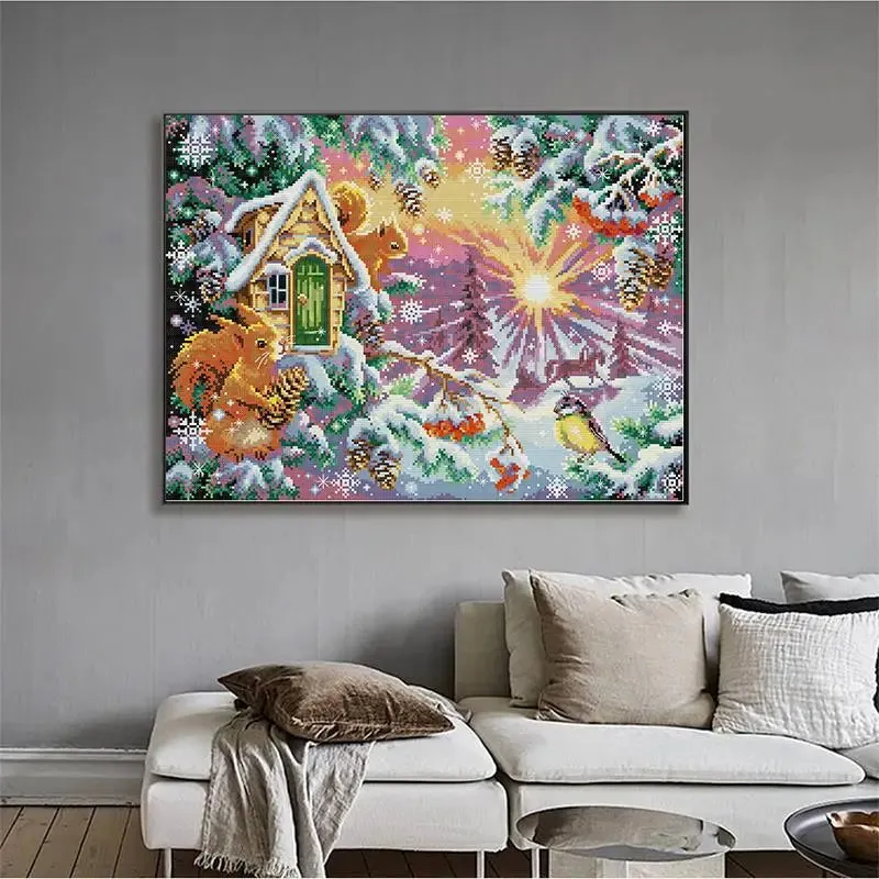 Winter Morning Cartoon - Animal Pattern Cross Stitch