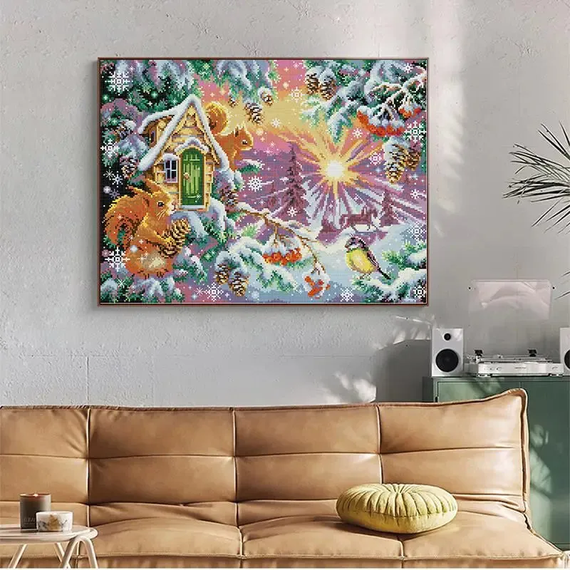 Winter Morning Cartoon - Animal Pattern Cross Stitch