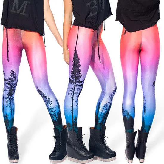 Women Colorful Universe Leggings Galaxy Space Print Leggings