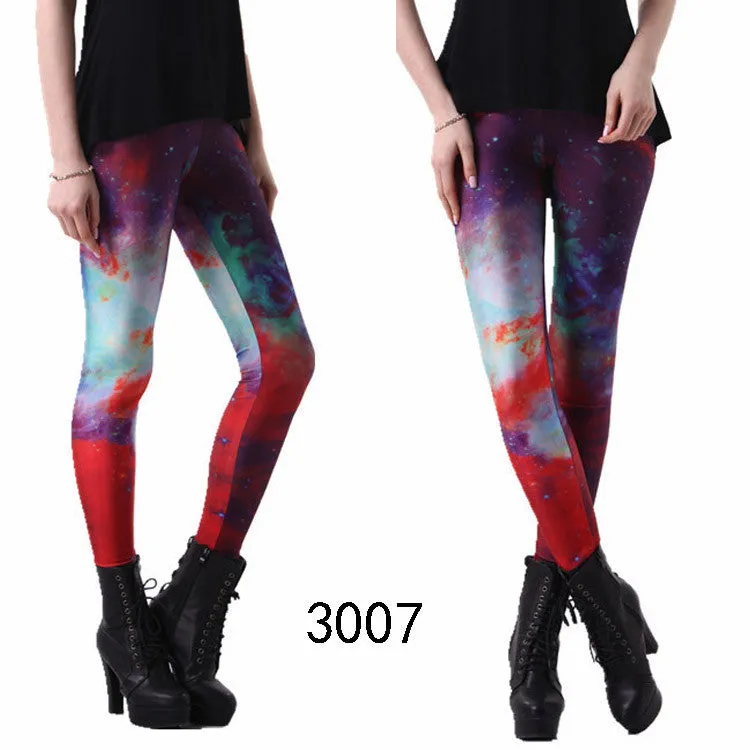 Women Colorful Universe Leggings Galaxy Space Print Leggings
