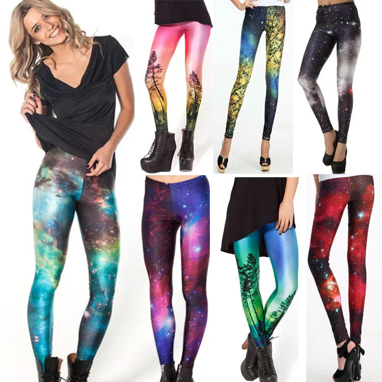 Women Colorful Universe Leggings Galaxy Space Print Leggings