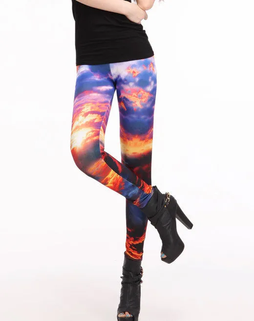 Women Colorful Universe Leggings Galaxy Space Print Leggings