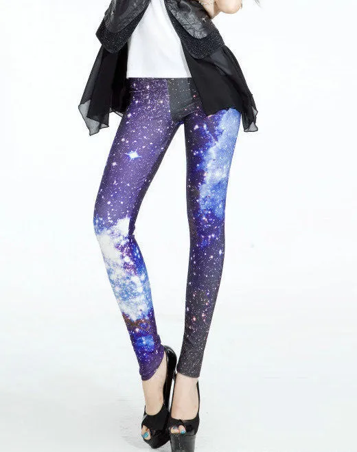 Women Colorful Universe Leggings Galaxy Space Print Leggings