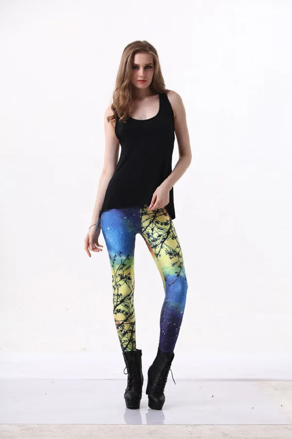 Women Colorful Universe Leggings Galaxy Space Print Leggings