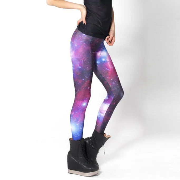 Women Super Nova Purple Galaxy Leggings