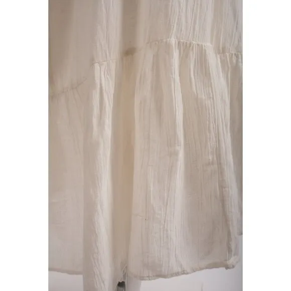 Zara Womans Boho Maxi Dress Size L White Aztec Embroidered beaded 3798/023 NWd