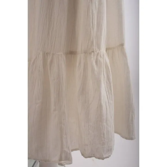 Zara Womans Boho Maxi Dress Size L White Aztec Embroidered beaded 3798/023 NWd