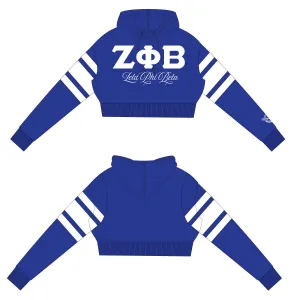 ZETA | Royal STRIPE High Chenille Crop Hoodie