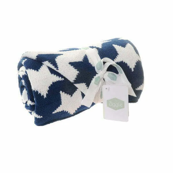ZIGGLE NAVY AND WHITE STARS CHENILLE BLANKET